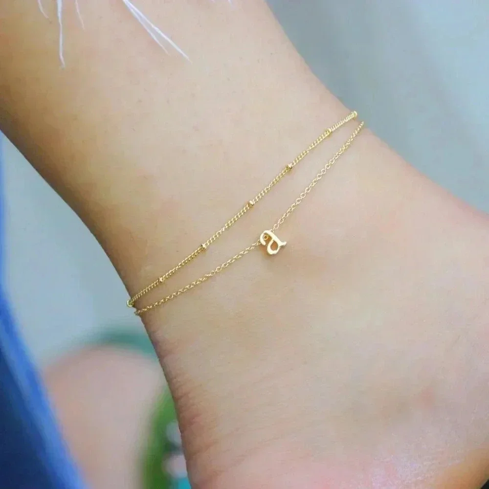 💛GOLD A to Z LETTER SPARKLE INITIAL ANKLET ALPHABET BRACELET GIFT, ELDM22279 - Picture 5 of 12